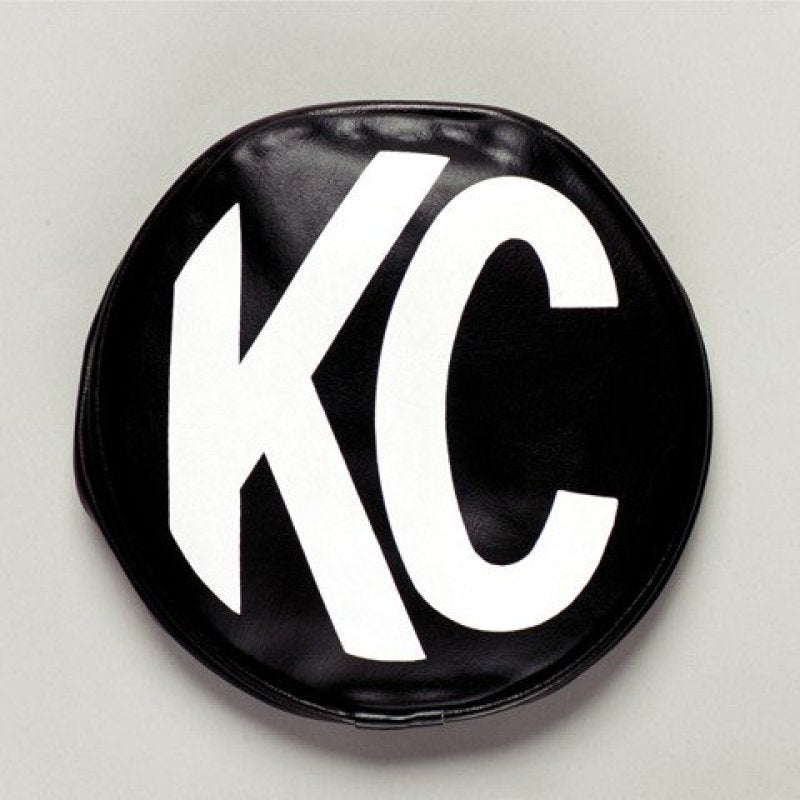 KC HiLiTES 6in. Round Soft Cover (Pair) - Black w/White KC Logo KC HiLiTES