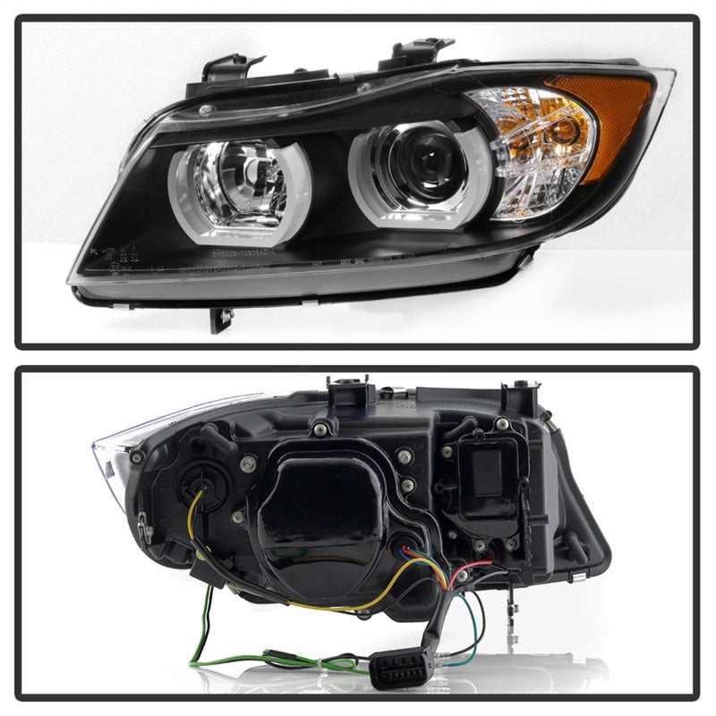 Spyder BMW E90 3-Series 06-08 4DR Headlights - Halogen Model Only - Black PRO-YD-BMWE9005V2-AM-BK SPYDER