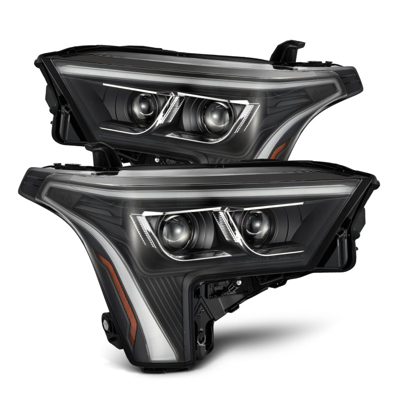 AlphaRex 880874 22-23 Toyota Tundra LUXX-Series Headlights Black w/Amber DRL - Req 810029 OR 810030
