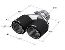 Load image into Gallery viewer, MBRP 3in ID / Dual 4in OD Out Staggered L 9.87in / R 9.37in Dual Wall Carbon Fiber Univ Exhaust Tip