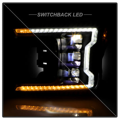 Spyder 18-20 Ford F-150 Headlights - Halogen Model Only - DRL LED - Black PRO-YD-FF15018HALAP-SEQ-BK SPYDER