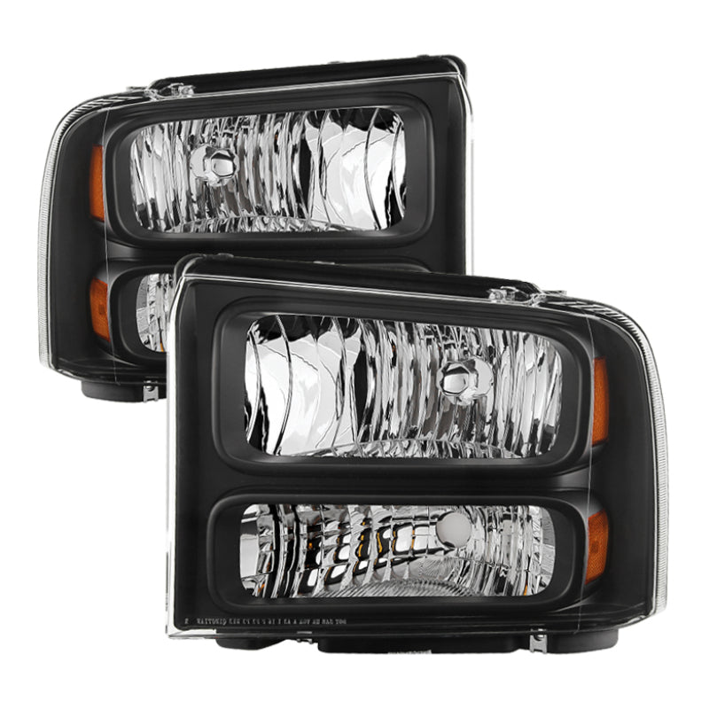 Xtune Ford F250 F350 F450 Superduty Excursion 99-04 Headlights Black HD-JH-FF25099-HA-BK SPYDER
