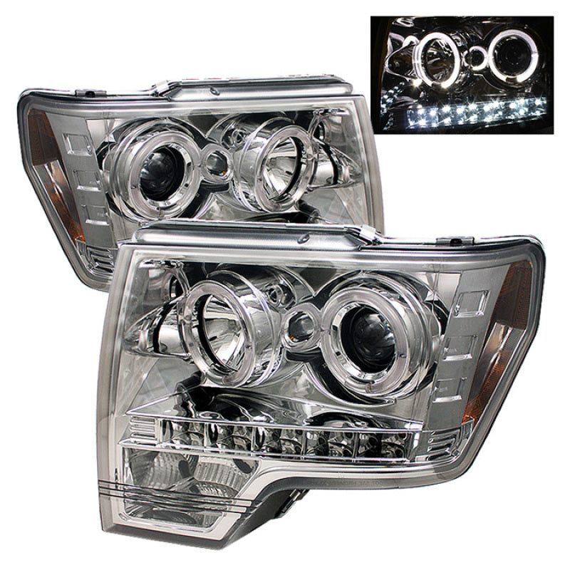 Spyder Ford F150 09-14 Projector Headlights Halogen Model- LED Halo LED Chrm PRO-YD-FF15009-HL-C SPYDER