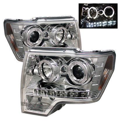 Spyder Ford F150 09-14 Projector Headlights Halogen Model- LED Halo LED Chrm PRO-YD-FF15009-HL-C SPYDER