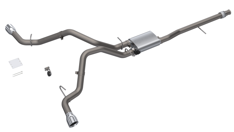 QTP 14-18 Chevy Silverado 1500 4.8L/5.3L EC/CC SB 304SS Scrmr Cat-Back Rear Split Exit w/4.5in Tips QTP