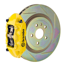 Load image into Gallery viewer, Brembo 10-15 Camaro V6 Rear GT BBK 4 Piston Cast 365x28 1pc Rotor Slotted Type-1- Yellow