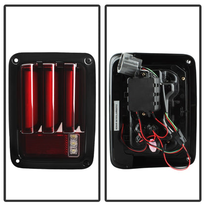 Spyder 07-16 Jeep Wrangler Version 2 Light Bar LED Tail Lights - Red Clear (ALT-YD-JWA07V2-LBLED-RC) SPYDER