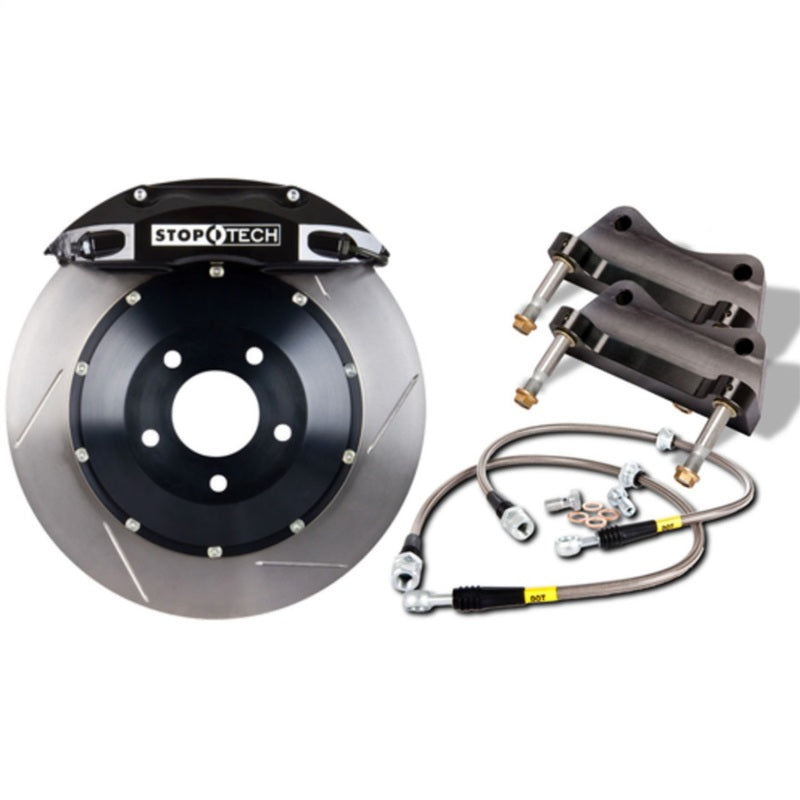 StopTech 06-08 350z (non-track) / 05-09 G35/G37AWD Front BBK ST40 355x32 Slotted Rotors Black Calipe Stoptech