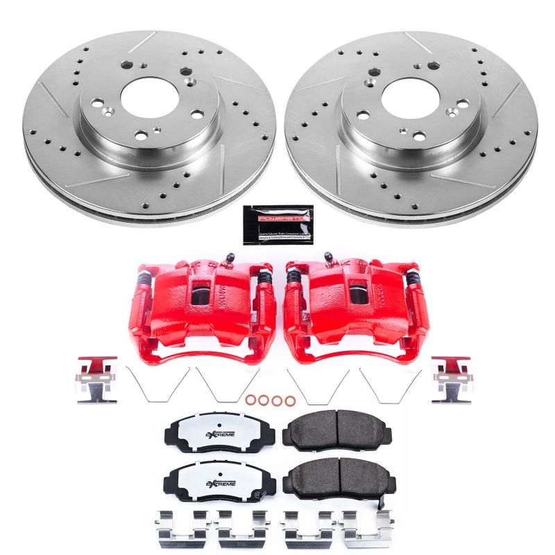 Power Stop 12-15 Honda Civic Front Z26 Street Warrior Brake Kit w/Calipers PowerStop