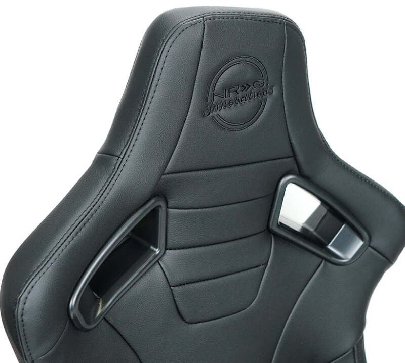 NRG Omega Reclinable Racing Seat (Pair) Black with Black Carbon Vinyl Back - RSC-750BK/BK L/R