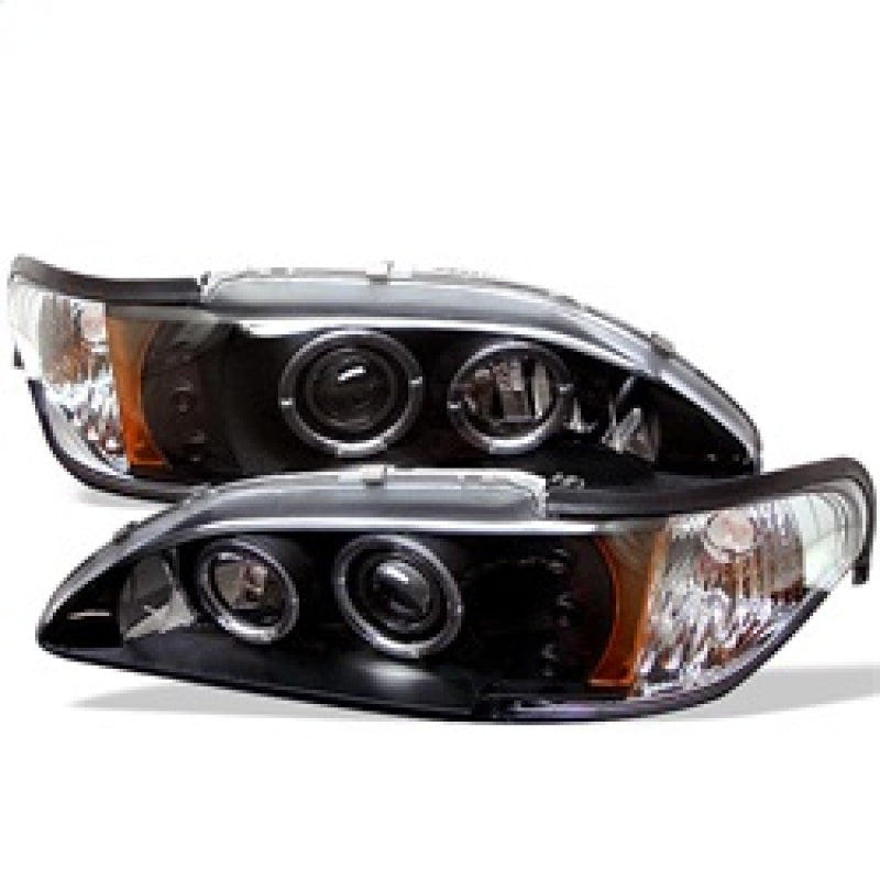 Spyder Ford Mustang 94-98 1PC Projector LED Halo Amber Reflctr LED Blk Low H3 PRO-YD-FM94-1PC-AM-BK SPYDER