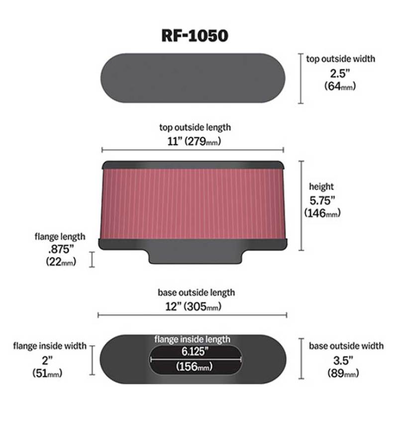 K&N Universal Air Filter Carbon Fiber Top 12in Flange ID x .875in Flange Length x 5.75in Height K&N Engineering