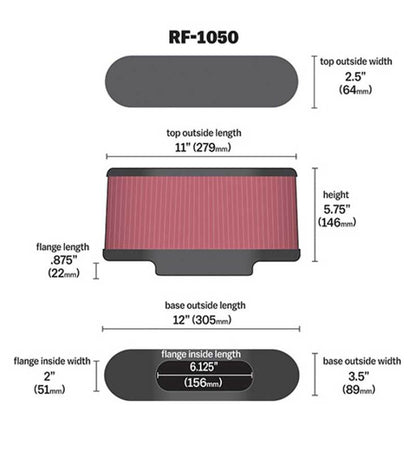 K&N Universal Air Filter Carbon Fiber Top 12in Flange ID x .875in Flange Length x 5.75in Height K&N Engineering