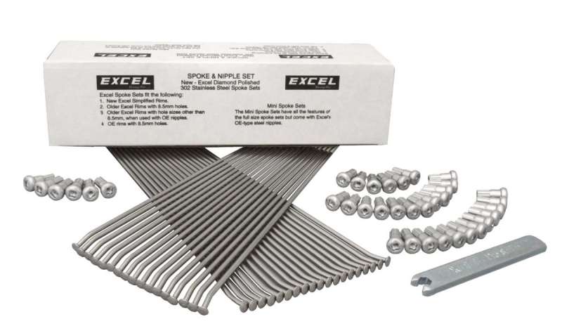 Excel Front Spoke/Nipple Set (w/ Wrench) - 9 Gauge / 36 Qty - Silver Excel