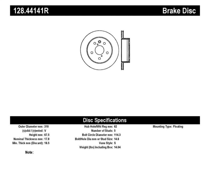 StopTech 06-09 Lexus IS350 / 07-11 GS350 2WD Drilled Right Rear Rotor