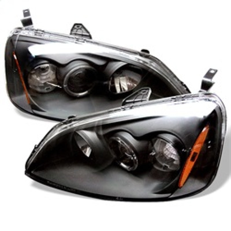 Spyder Honda Civic 01-03 2/4DR Projector Headlights - LED Halo Amber Reflector Blk PRO-YD-HC01-AM-BK SPYDER
