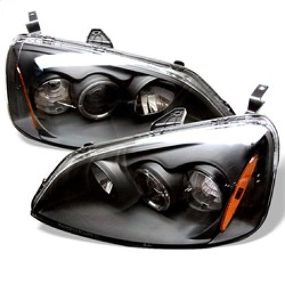 Spyder Honda Civic 01-03 2/4DR Projector Headlights - LED Halo Amber Reflector Blk PRO-YD-HC01-AM-BK SPYDER