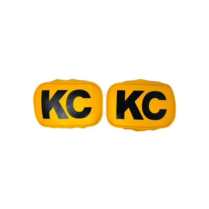 KC HiLiTES Retro 5in x 7in Rectangular Yellow Vinyl Light Cover w/ Black KC Logo (Pair) KC HiLiTES