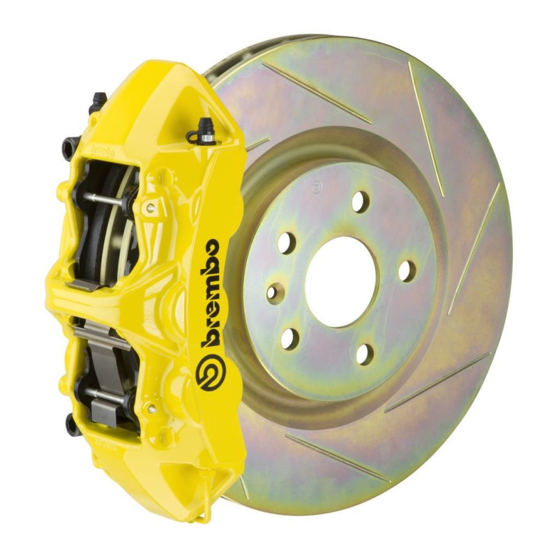 Brembo 05-14 Mustang GT Excl non-ABS Equipped Fr GT BBK 6Pist Cast 355x32 1pc Rtr Slot Type1-Yellow Brembo