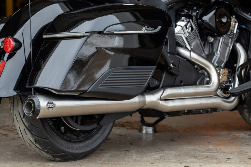 S&S Cycle 20-25 Indian Challenger Full Length Qualifier 2-1 Brushed Stainless Exhaust System - 550-1132