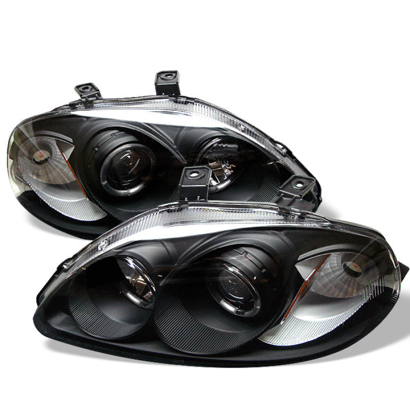 Spyder Honda Civic 96-98 Projector Headlights LED Halo Amber Reflctr Blk PRO-YD-HC96-AM-BK SPYDER