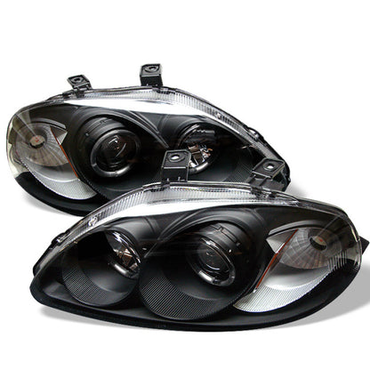 Spyder Honda Civic 96-98 Projector Headlights LED Halo Amber Reflctr Blk PRO-YD-HC96-AM-BK SPYDER