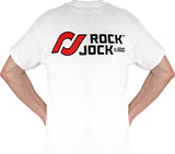 RockJock T-Shirt w/ Logos Front and Back White XL