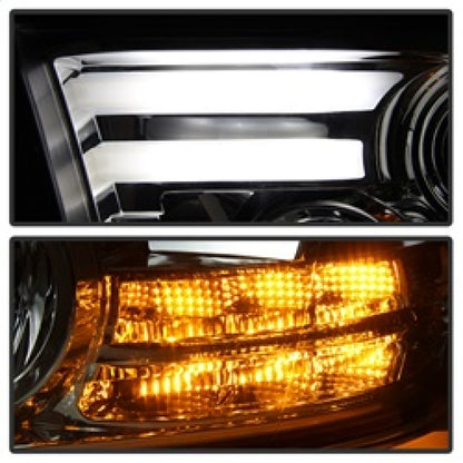 Spyder Dodge Ram 13-15 Projector Headlights Light Bar DRL Smoke PRO-YD-DR13-LBDRL-SM SPYDER