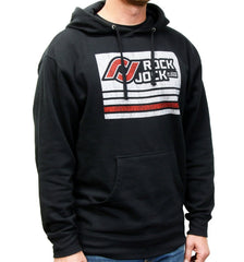 RockJock Hoodie Sweatshirt w/ Distressed Logo Black XL Print on Front