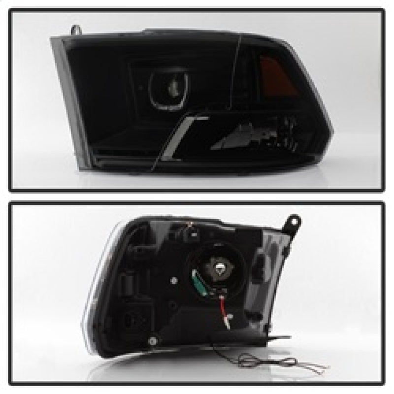 xTune Dodge Ram 2009-2014 Halo LED Projector Headlights - Black Smoke PRO-JH-DR09-CFB-BSM SPYDER