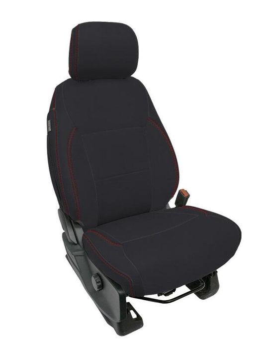 PRP 2021+ Ford 150/ 2023+ SuperDuty Front Seat Covers (Pair) - Black w/ Red Stich