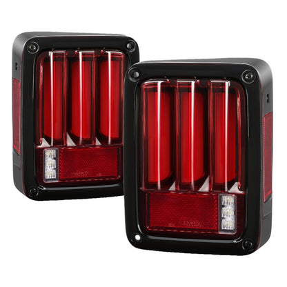 Spyder 07-16 Jeep Wrangler Version 2 Light Bar LED Tail Lights - Red Clear (ALT-YD-JWA07V2-LBLED-RC) SPYDER