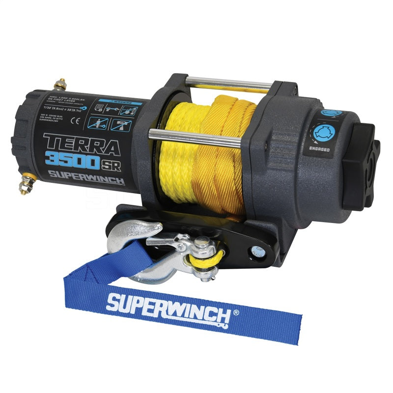 Superwinch 3500 LBS 12V DC 7/32in x 32ft Synthetic Rope Terra 3500SR Winch - Gray Wrinkle Superwinch