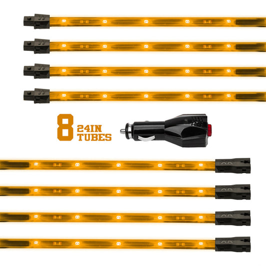 XKGlow Blue - 8x24" Tube Single Color XKGlow UnderglowLED Accent Light Car/Truck Kit - 8 Piece - Part XK041002-B