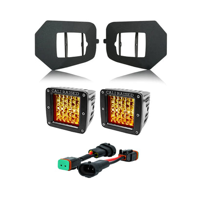 Cali Raised LED CR2532 fog light pod replacement kit with 3x2 18W amber pods for Toyota Tacoma