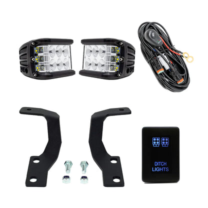 Cali Raised LED CR2497 low profile ditch light kit with 27W Side Pro pods for Toyota 4Runner