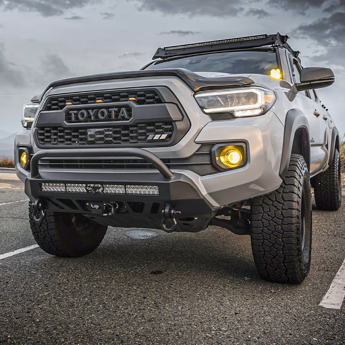 Cali Raised LED CR3450 Stealth Bumper with bull bar and 32 inch combo light for Toyota Tacoma