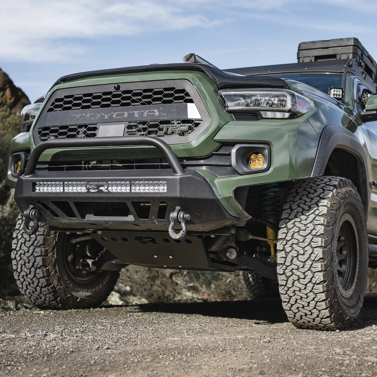 Cali Raised LED CR3402 Stealth Bumper with bull bar 32 inch combo light and small switch for Tacoma