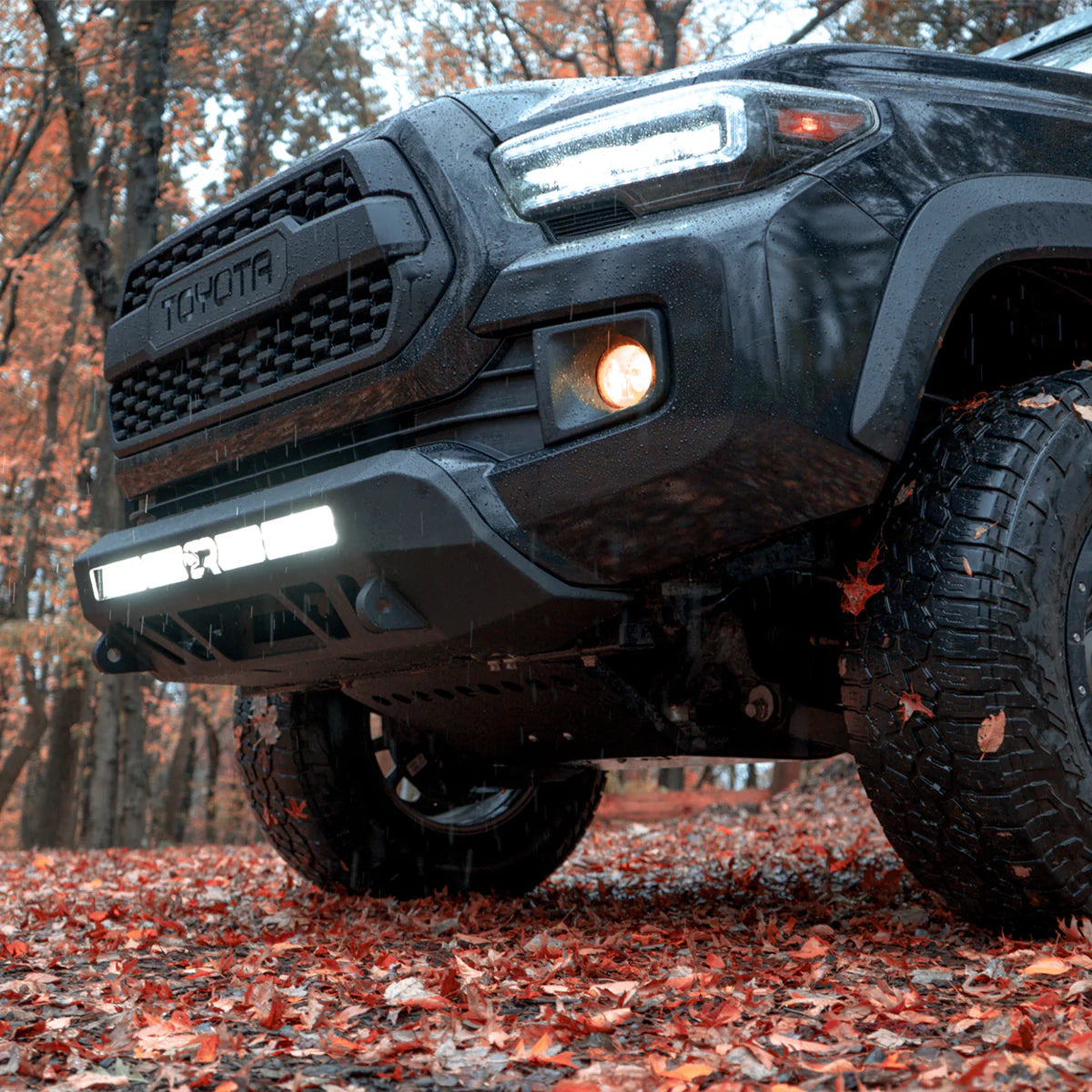 Cali Raised LED CR4136 Stealth Bumper no bull bar with 32 inch spot light and small switch for Tacoma