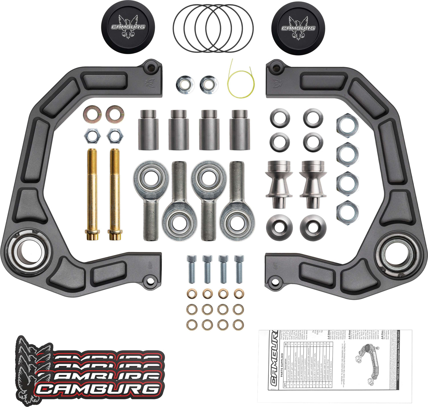 Camburg CAM-110214-GRY KINETIK V2 gray billet uniball upper arms for Ford Bronco