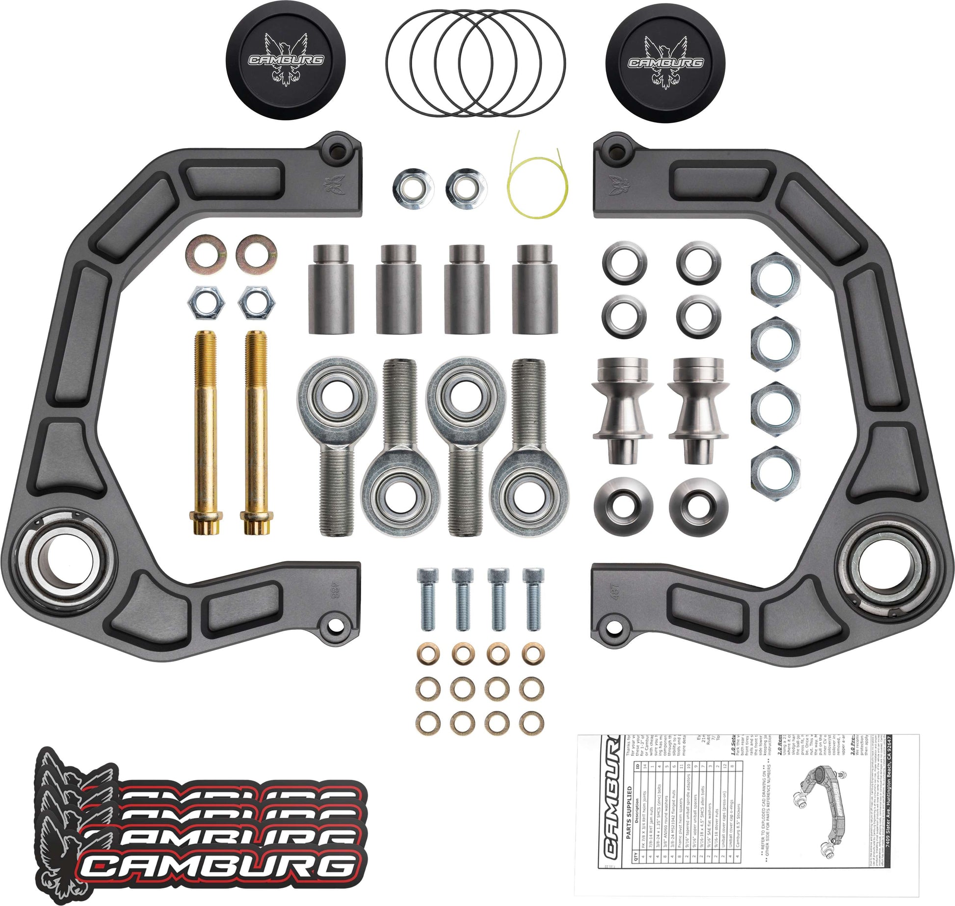 Camburg CAM-110214-GRY KINETIK V2 gray billet uniball upper arms for Ford Bronco