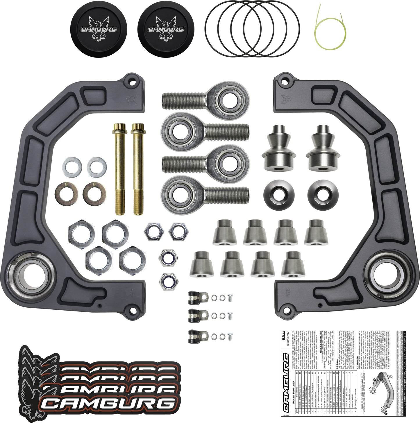 Camburg CAM-310184-GRY gray KINETIK V2 billet uniball upper arms for Tacoma 4Runner and FJ Cruiser