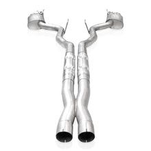 Load image into Gallery viewer, Rear view of Stainless Works 2024 Mustang GT Legend Cat-Back Exhaust with Quad Tips installed on a Mustang GT.