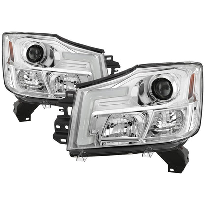 Spyder 04-15 Nissan Titan / 04-07 Nissan Armada V2 Projector Headlights - Chrome PRO-YD-NTI04-DRL-C SPYDER