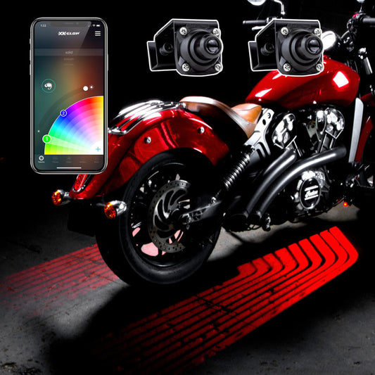 XKGlow CurbFX 2pc Bluetooth XKchrome App Control Waterproof LED Projector Welcome Light Angel Wing Style - Part XK-CFX-STA-WING