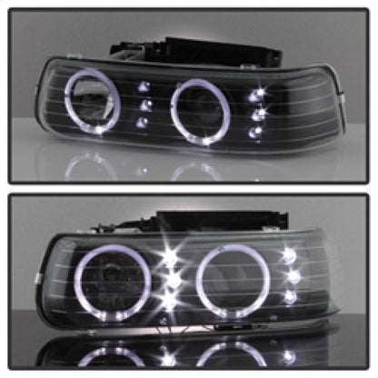 xTune Chevy Silverado 1500/2500 99-02 Bumper Projector Headlights - LED - Black PRO-JH-CSIL99-SET-BK SPYDER