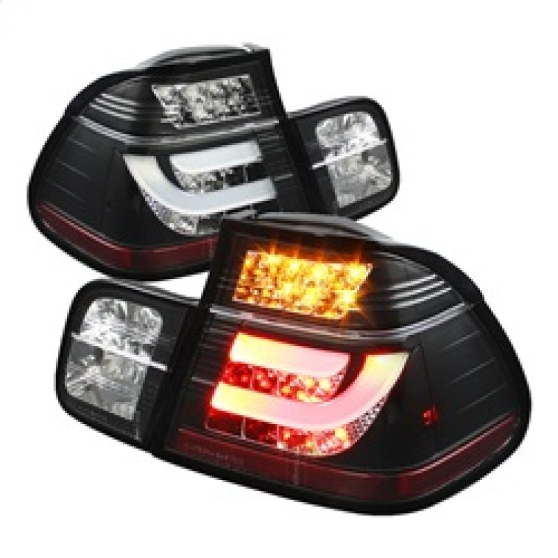 Spyder BMW E46 3-Series 99-01 4Dr Light Bar Style LED Tail Lights Black ALT-YD-BE4699-4D-LBLED-BK SPYDER