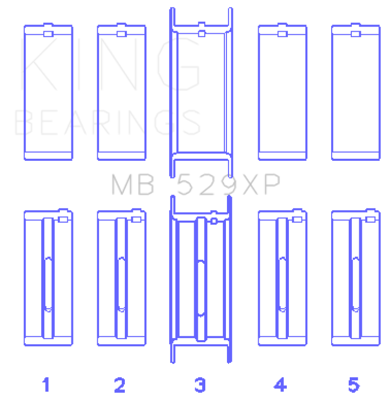 King Engine Bearings Ford Windsor 260CI/289CI 5.0L 529XP Main Bearing Set