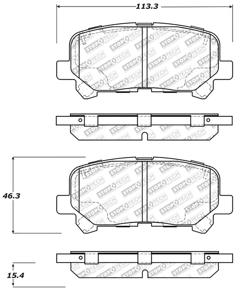 StopTech Street Disc Rear Brake Pads - 305.15850