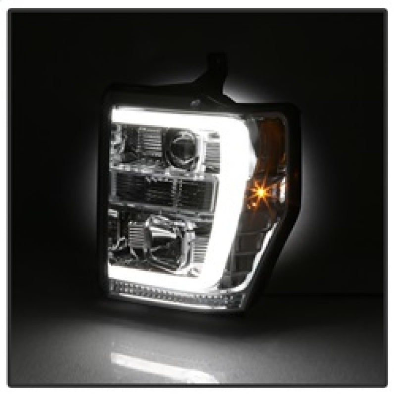 Spyder 08-10 Ford F-250 Super Duty V2 Light Bar DRL Projector Headlights - Chrm (PRO-YD-FS08V2-LB-C) SPYDER